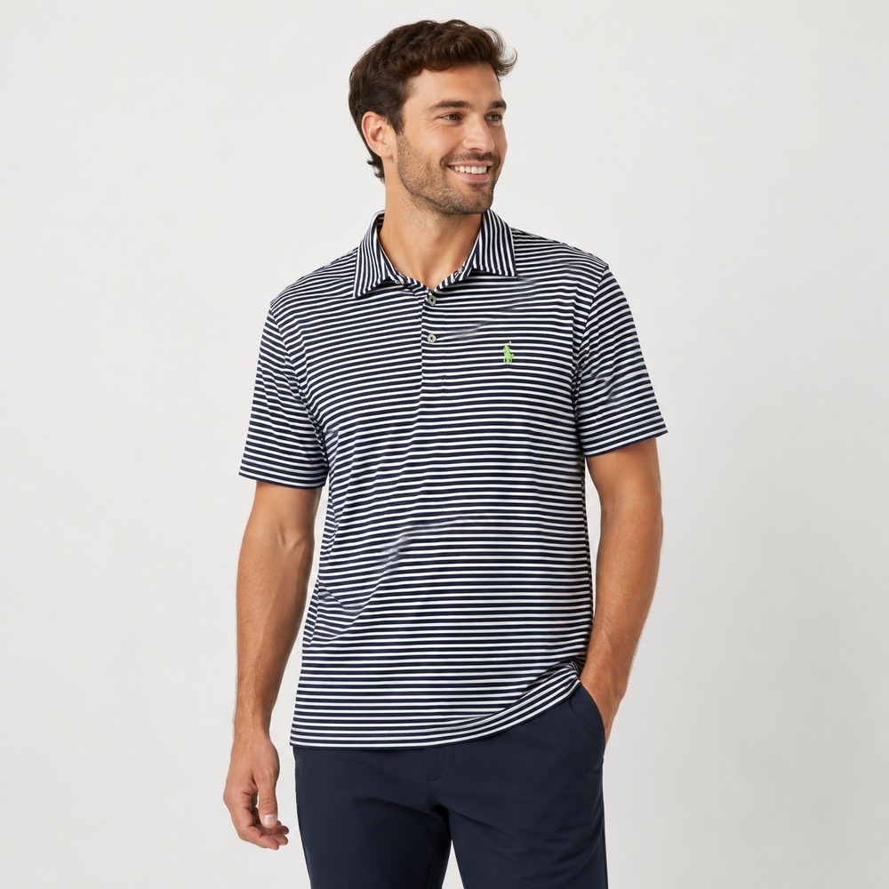 Polo Ralph Lauren Performance Golf Polo Shirt Mens M Navy White Striped